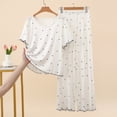 thumbnail image 6 of Fengactive Womens Star Print Lounge Set Scalloped Trim Short Sleeve Top and Wide Leg Pants Sleepwear, 6 of 6