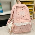 thumbnail image 5 of Weebloom Bow School Backpack For Kids Girls Cute Lace Print Full Coverage Casual Daypack Travel Large Bookbag Middle High School College Pink, 5 of 5