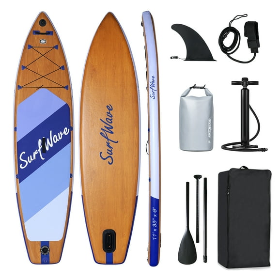 Ambifirner 11'x34"x6" Inflatable SUP Stand Up Paddle Board | Ultra-Stable PVC w/Non-Slip Deck & Accessories | 150kg Max Load, 15 PSI Rigidity | Beginner-Friendly for Ocean/Lake/Travel