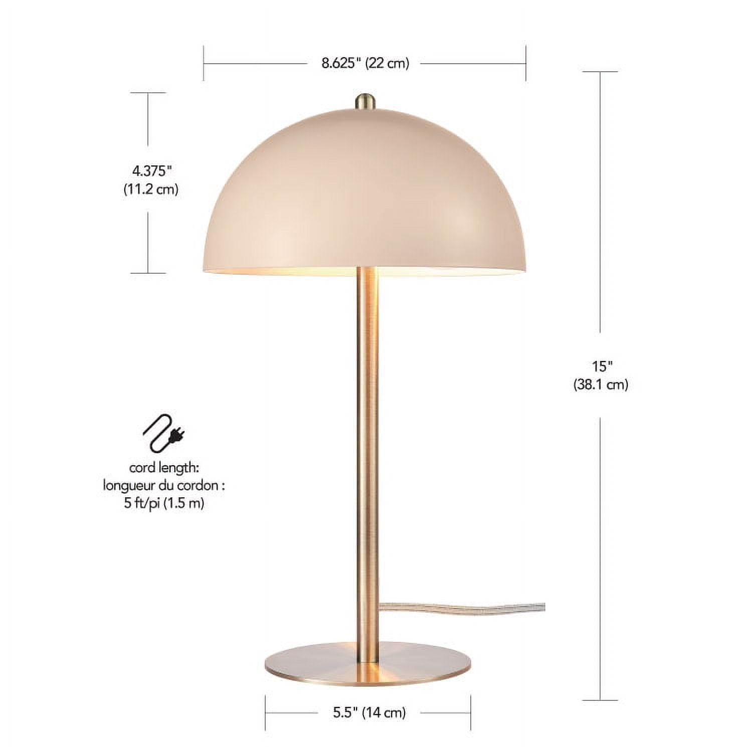 Globe Electric Luna 15" Matte Pink Modern Contemporary Desk Lamp with Matte Brass Accents, 52332