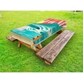 thumbnail image 1 of Hawaiian Outdoor Tablecloth, Hawaii Sandy Coastline Sunny Day Surfboard Tropics Famous Honeymoon Destination, Decorative Washable Fabric Picnic Table Cloth, 58 X 84 Inches,Sand Teal, by Ambesonne, 1 of 2