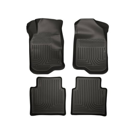 Husky Liners Weatherbeater Floor Mats | Fits 2008 - 2012 Chevrolet Malibu; 2007 - 2009 Saturn Aura | Front & 2nd Row, 4-pc Black - 98111