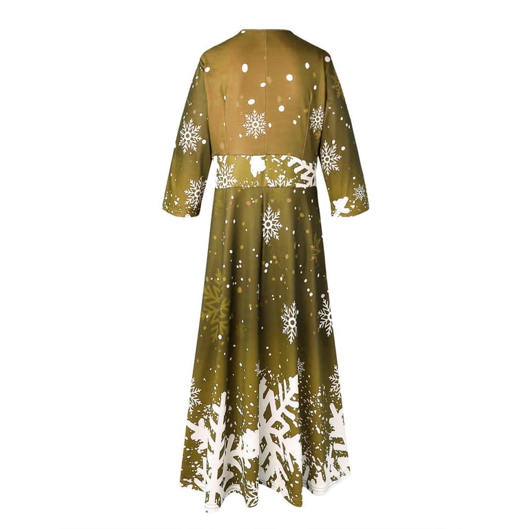 Christmas Dress for Women Retro Christmas Snowflake Print Long Round Neck  Half Sleeve Made of Polyester and Spandex with Soft and Flowy Feature -  Walmart.com