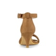 thumbnail image 2 of BLISSFUL STEP Women's Shoes Faux Suede Ankle Strap Kitten Heel Slide Straps Solid Sandals  Brown 6.5, 2 of 7