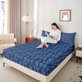 thumbnail image 4 of Feelyou Blue Mandala Damask Twin Sheet Sets, Boho Western Snake Bedding, 3-Piece, 4 of 7