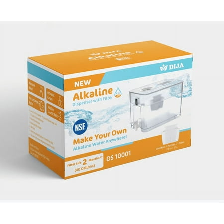DIJA DS10001 Alkaline Water 30 Cups Filtration Countertop Water Dispenser - Clear 2.5L, 13.50 x 8 x 11 Inch