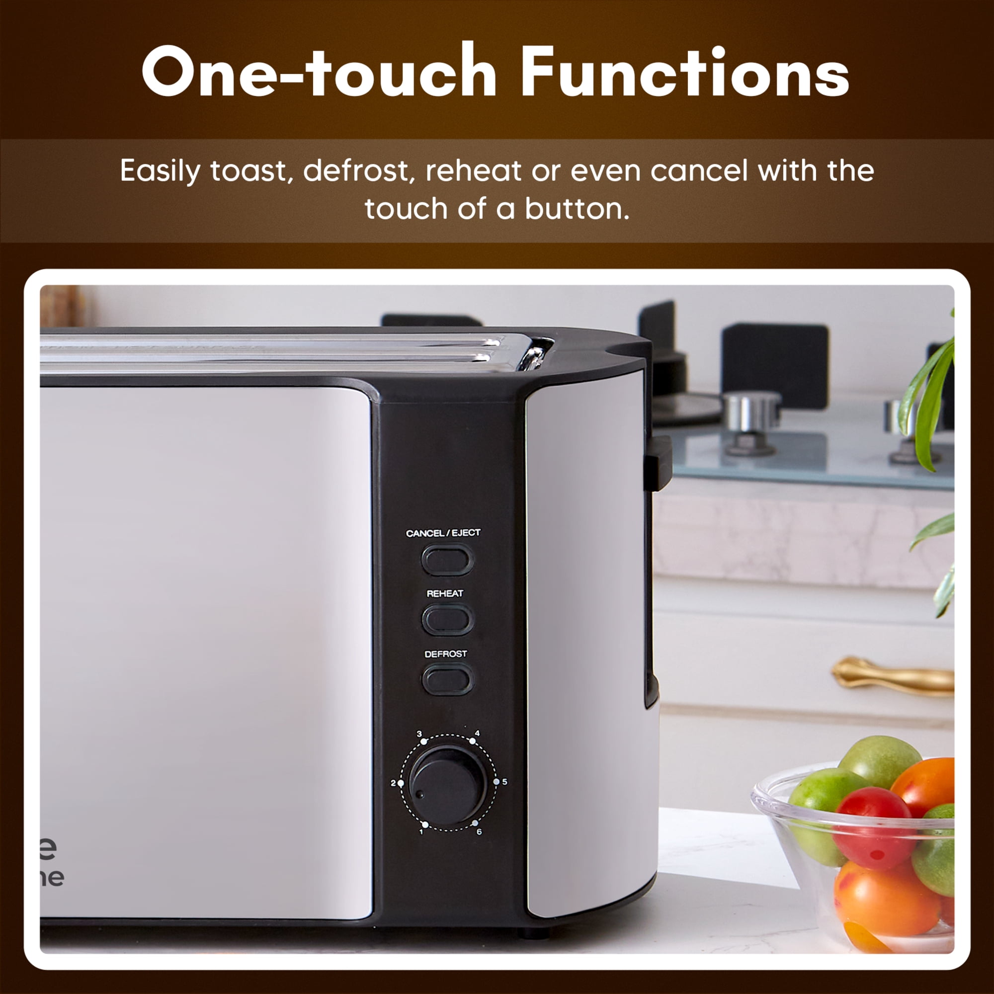 Elite Cuisine ECT3051 Stainless Steel 4 Slice Long Slot Toaster