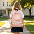 thumbnail image 2 of Weebloom Bow School Backpack For Kids Girls Cute Lace Print Full Coverage Casual Daypack Travel Large Bookbag Middle High School College Pink, 2 of 5