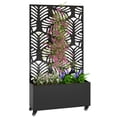 thumbnail image 1 of Outsunny Metal Planter Box with Trellis, 63" Leaf Cut-Out Privacy Planter, 1 of 10