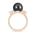 thumbnail image 2 of ANGARA Tahitian Cultured Pearl Bypass Ring with Diamond Trio in 14K Rose Gold for Women | June Birthstone, Birthday, Anniversary, Jewelry Gift for Women | Pearl Ring, 2 of 8
