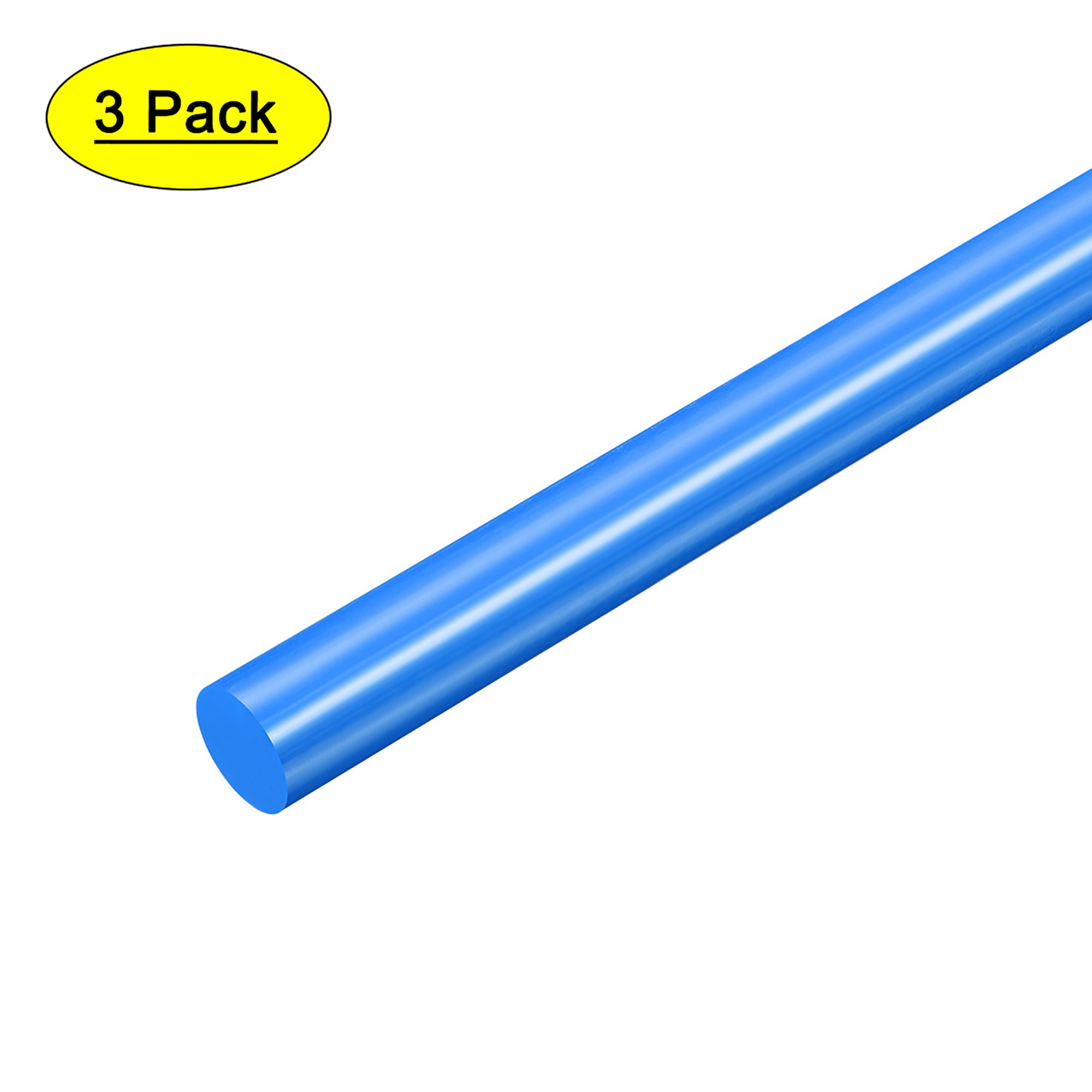3pcs Plastic Round Rod 1/2" Dia 20" Length Blue (POM) Polyoxymethylene Rods Engineering Plastic Round Bars(12mm)