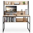 thumbnail image 1 of Costway 47'' Computer Desk w/ 3 Storage Cubes & Open Bookcase Home Office Natural, 1 of 9