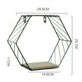 thumbnail image 7 of SPRING PARK Floating Shelves Wall Mounted Metal Wire Art Hexagon Shelves with Solid Wood Board for Plant Display, Storage Rack & Organiser, Home Decoration Wall Shelf, 7 of 7