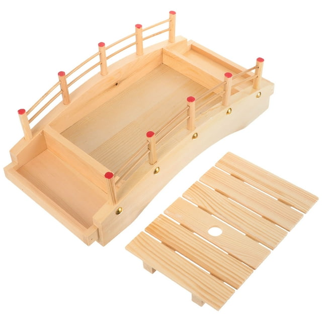 Mobutofu Plateau de Service Sashimi en Bois Kaki Assiette de Service pour Camping Lot de 1