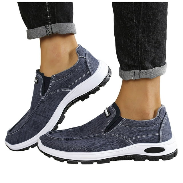 Mocassins Rétro en Denim pour Hommes, Orthopédiques, à Enfiler, Chaussures de Marche, Automne, Décontractés, en Toile, à Tige Basse, Espadrilles Mode