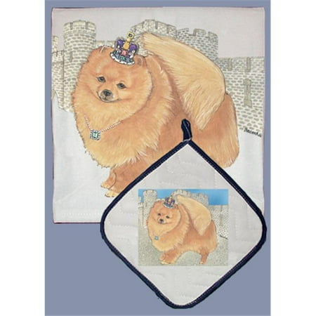 Pipsqueak Productions DP914 Dish Towel and Pot Holder Set - Pomeranian