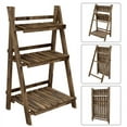 thumbnail image 3 of Renwick 25" x 4" x 41" 3-Tier Brown Metal and Wood and Fir Plant Stand, 3 of 15