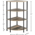 4Tier Corner Shelf,Vintage Narrow Bookcase,Small SpaceSaving Open