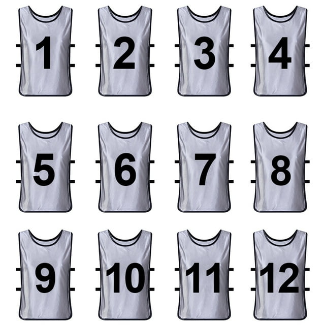 TOPTIE Sets of 12 Numbered Training Vest (#1-12), Soccer Pinnies