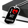 thumbnail image 3 of Cockatoo Necklace Stainless Steel or 18k Gold Dog Tag 24" Chain, 3 of 8