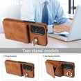 thumbnail image 4 of for Samsung Galaxy A53 5G PU Leather Back + TPU Frame Rugged Case, Classic 360 Rotating Ring Kickstand Card Slots Shoulder Strap Drop Protective Slim Fit Shockproof Phone Case Cover, Brown, 4 of 12