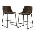 thumbnail image 2 of Furniture of America Perri Modern Chenille Counter Height Dining Chairs, Brown (Set of 2), 2 of 16