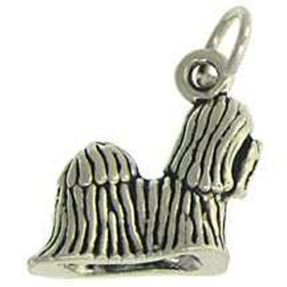 Sterling Silver 20" .8mm Box Chain 3D Shitzu Dog Breed Pendant Necklace