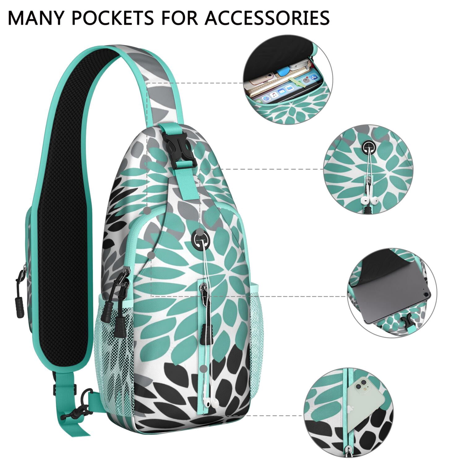 Exotic Pineapple Pattern Sling Backpack with Fresh Tropical Fruit Print – Water-Resistant Multipurpose Crossbody Shoulder Bag with Large Front Zip, Mesh Side Pockets, Adjustable Strap, Ide