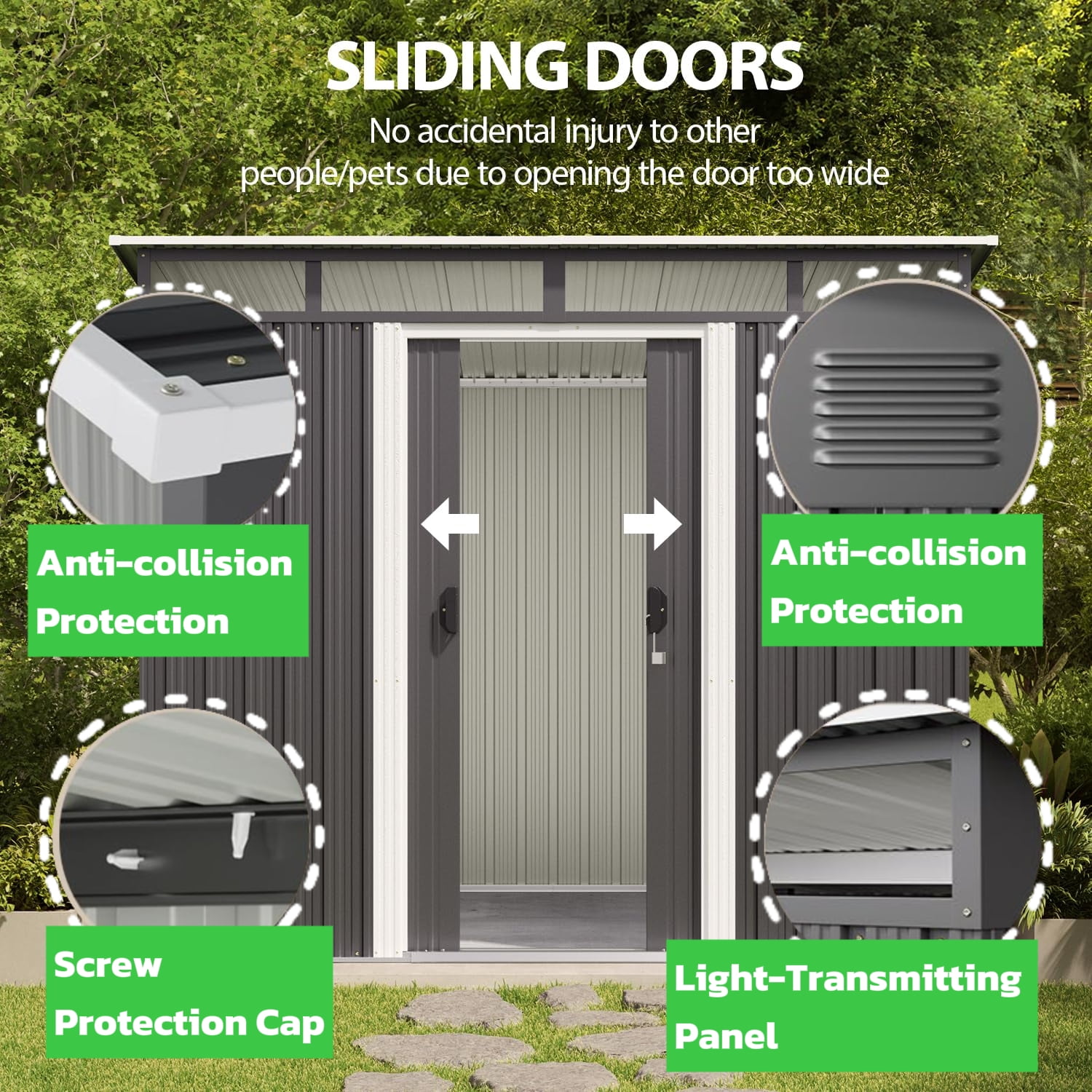 Lofka 6 x 4 FT Outdoor Metal Storage Shed with Lockable Sliding Door for Backyard, Garden, Dark Gray