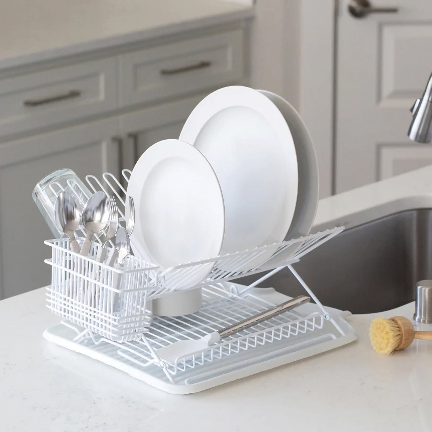 Better Houseware Jr. Folding Dish Rack, White