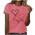 thumbnail image 2 of Sakmal Womens Summer Tops Pink Short Sleeve Love Heart Crew Neck T-Shirts Ladies Shirts, 2 of 3