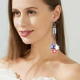 thumbnail image 4 of Patriotic American Flag LED Light Earrings for Women - 4th of July Independence Day Dangle Drop Hoops, Light Up Hook Earrings, Red White Blue Bulb Party Jewelry, Fashion Gifts for Her, 4 of 6