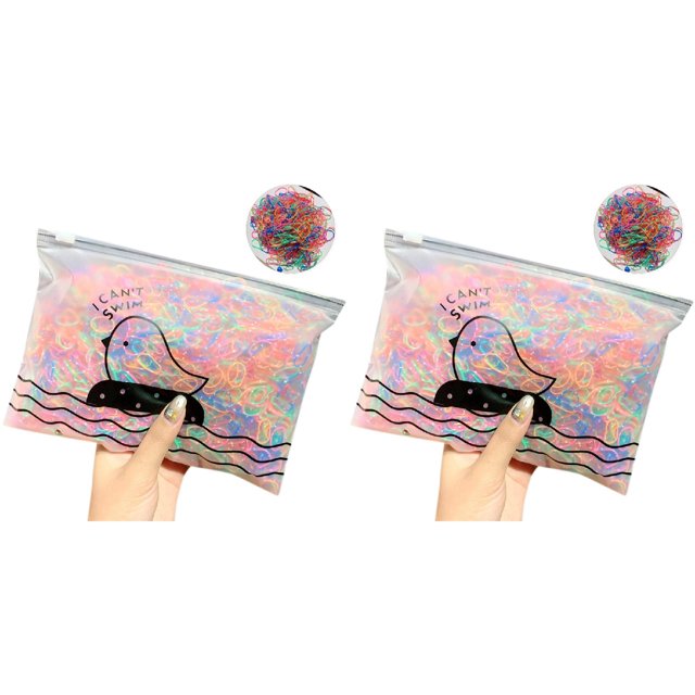 (2-Pack) Rinsvye Colorful Girl Band Pack Hair Today Band Hair Rubber Disposable Different Hair Color / Elastic 1000 Fashion Temporary Hair Due Kids Hair Accessories