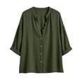 thumbnail image 7 of QASIEATN Women's Casual V Neck Button 3/4 Sleeve Linen Blouse Loose Fit Solid Color Tops for Summer Fall Fashion Outfits for Women, 7 of 7