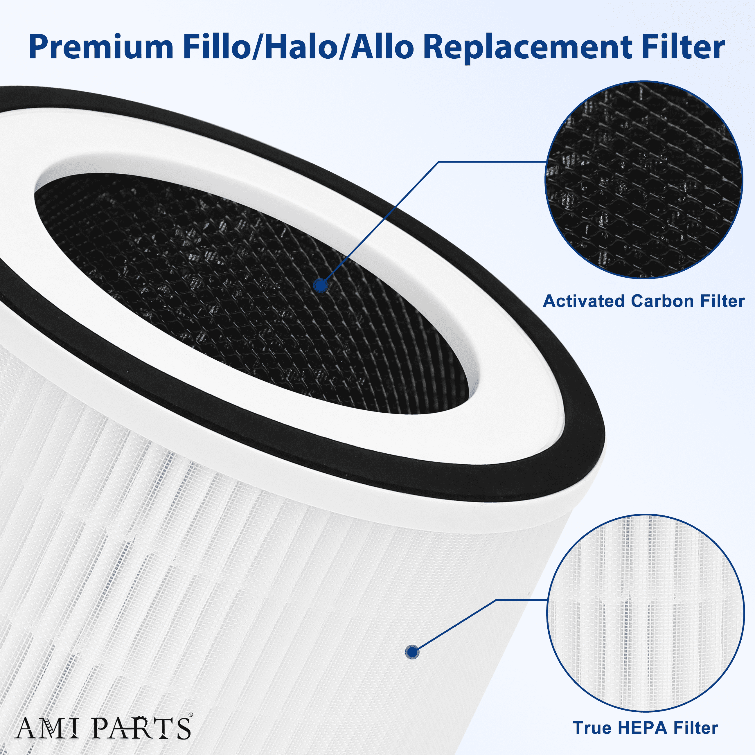 AMI PARTS Allo True HEPA Filter Air Purifier Replacement Compatible with MOOKA Allo and Hon-ati Air Purifier,2 Packs