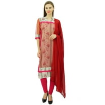 Atasi Women's Polyester Double Layered Straight Beige Suit Set Indian Dress-4