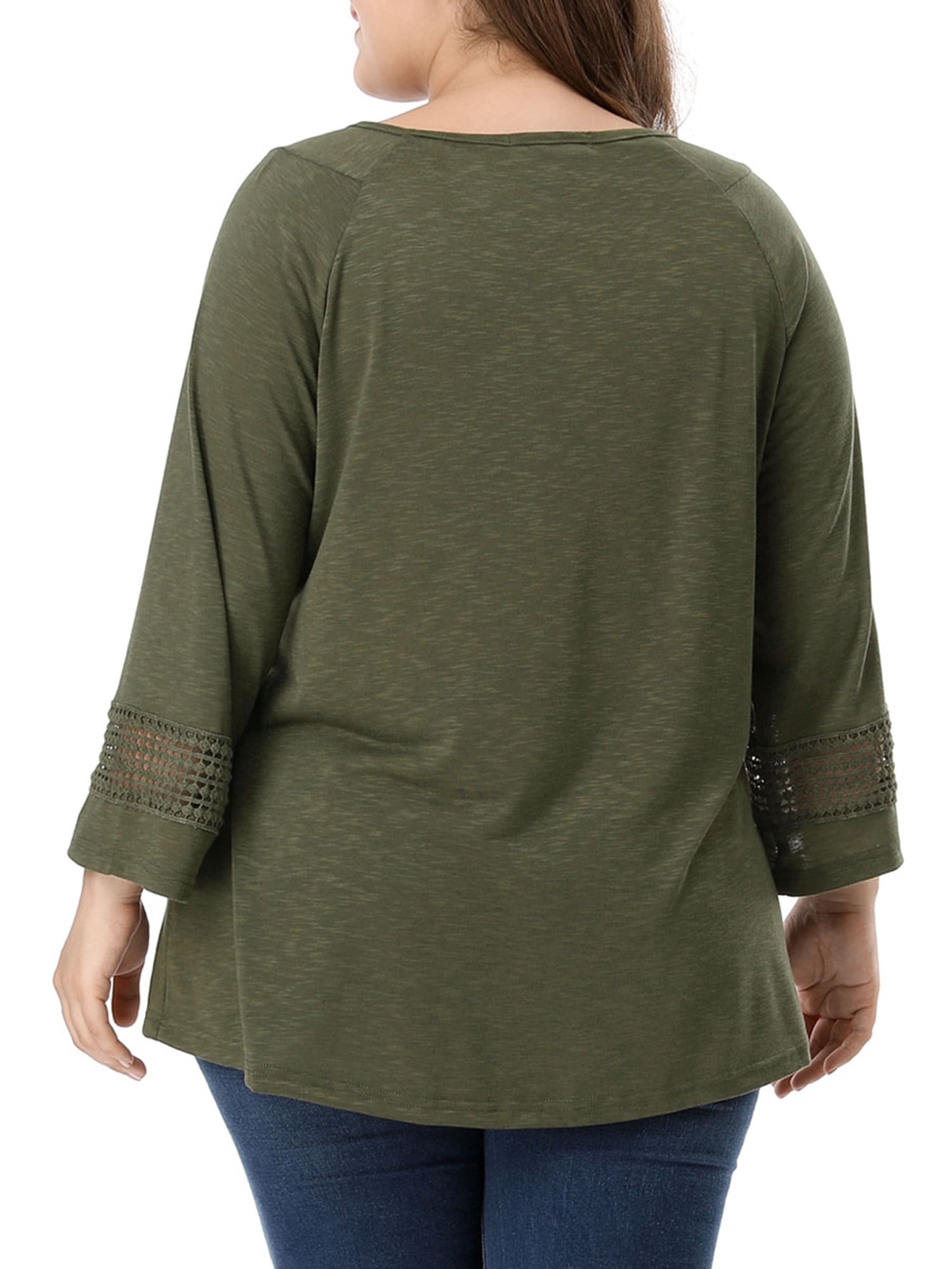 DARING DIVA Women's Plus Size Winter Kimono Long Sleeve Casual Top 3X Green