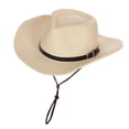 thumbnail image 3 of 2 piezas Sombreros de paja de vaquero BLESIY Sombrero occidental Sombrero de jardín de ala Blanco, 3 of 8