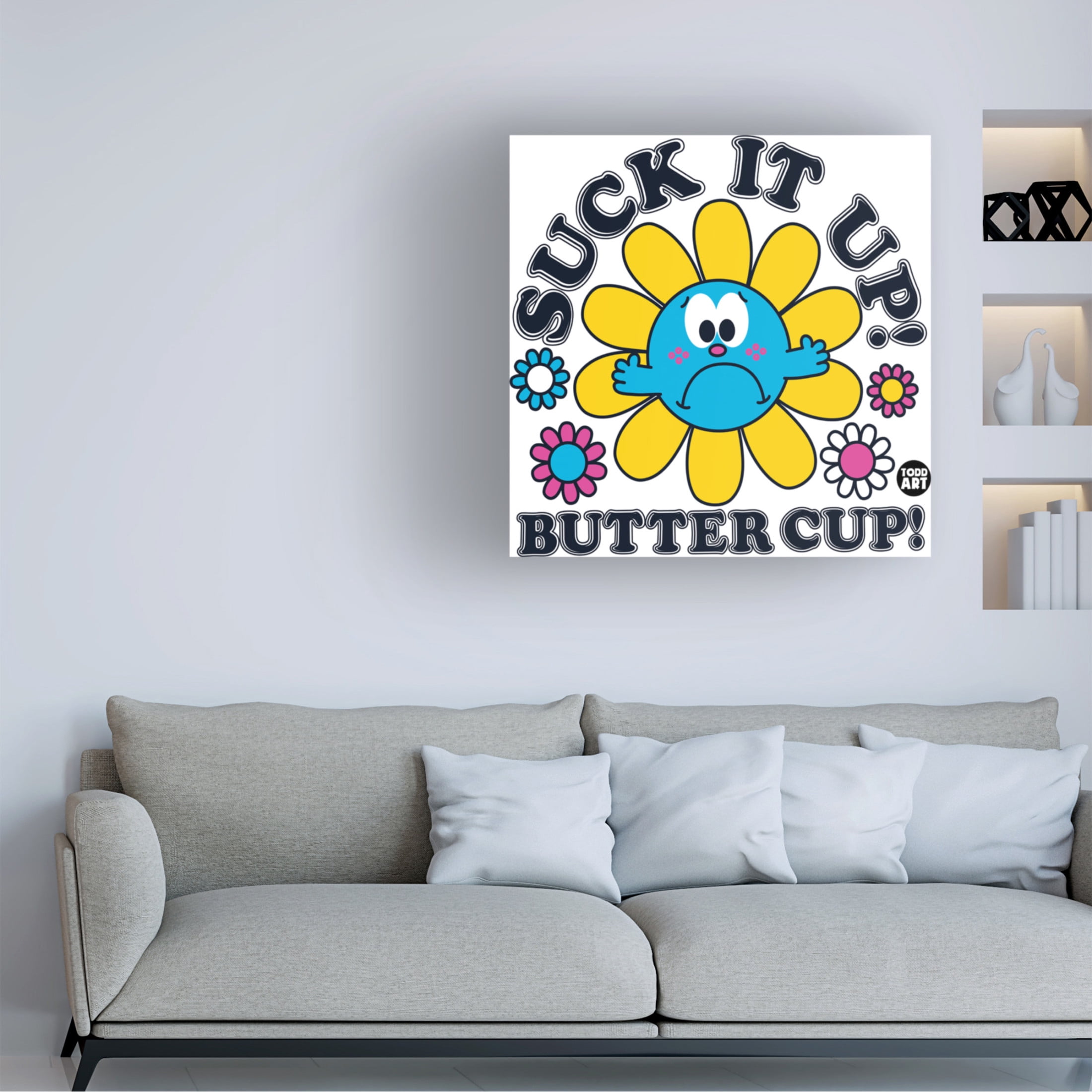 Canvas Wall Art - toddart 'Funshine Buttercup' Wall Art for Living Room, Bedroom, or Office Décor by Trademark Fine Art - 18 x 18 Inches
