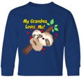 thumbnail image 3 of Inktastic My Grandma Loves Me Sloth Long Sleeve Youth T-Shirt, 3 of 5