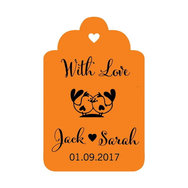 100 PCS With Love Birds Customized Wedding Gift Paper Tags Personalized Wedding Favor Hang Tags