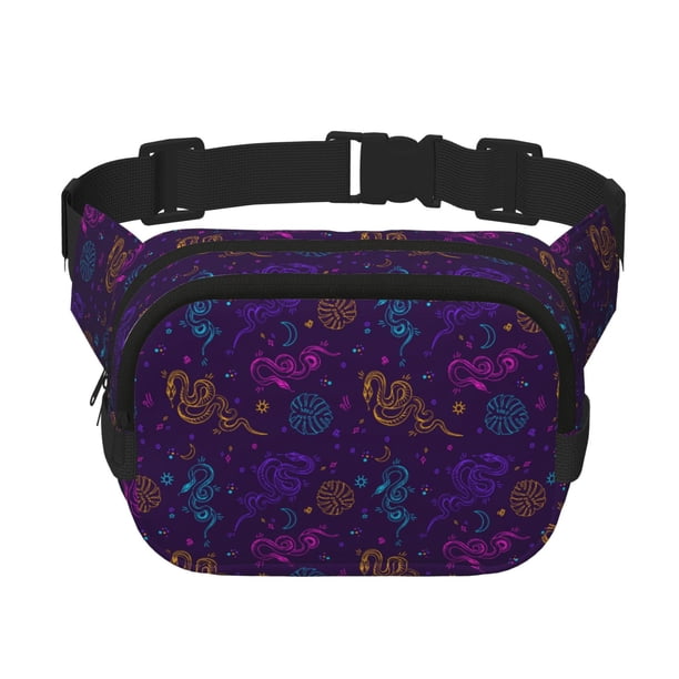 Balery Colorful Snake Mochila Cinturón para Mujeres y Hombres, Bolsa de Cintura Impermeable de Doble Capa con Correa