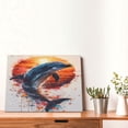 thumbnail image 4 of Balery Sunset Ocean Watercolor Dolphin Pattern Canvas Decorative Picture – 30x40in Premium Wall Art, Modern Canvas Print for Home Decor（Horizontal）, 4 of 6