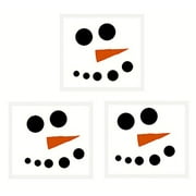 Snowman Face with Carrot Nose Winter Wall Decal Art for Seasonal Decor, 3-Inch, Black/Orange Nose, Set of 3
