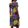 thumbnail image 5 of Womens Halloween Dress Spider Short Sleeve Pumpkin Funny Wedding Guest Dress Skeleton V Neck Vintage Wrap Dresses L, 5 of 5