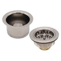 Westbrass COMBO PACK 3-1/2" Wing Nut Style Sink Strainer and Extra-Deep Waste Disposal Trim, Stainless Steel