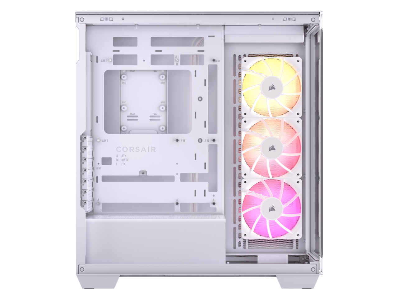 CORSAIR 3500X ARGB Tempered Glass Mid-Tower PC Case, White – 3x Pre-Installed RS120 ARGB Fans – Reverse Connection Motherboard Compatible – Fits up to 10x 120mm Fans