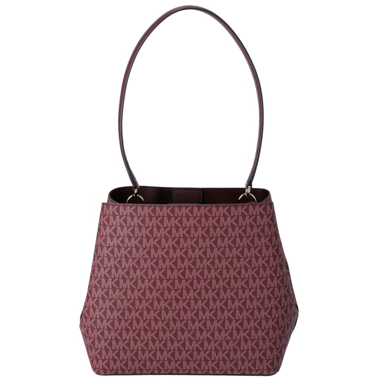 Michael Kors Pratt MK Logo Bucket Shoulder Bag Oxblood Multi
