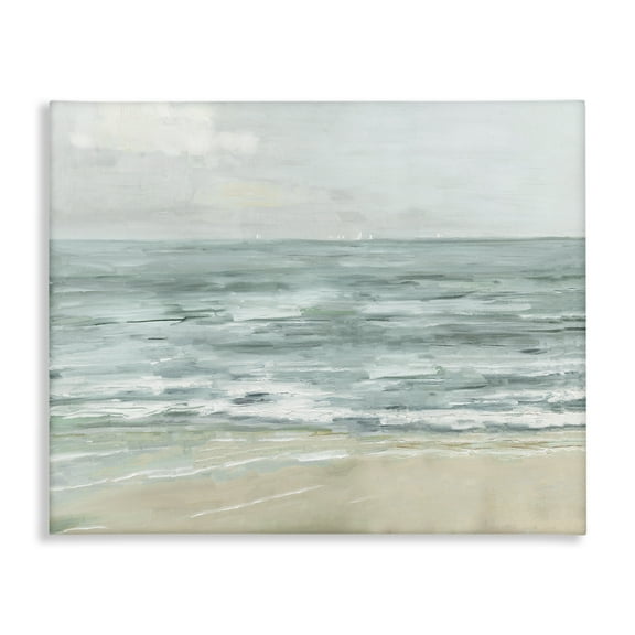Stupell Industries Brushed Beach Waves Landscape Painting Gallery Wrapped Canvas Art Print Wall Art, 20 x 16
