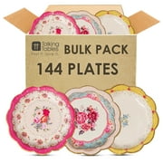 Talking Tables 144 x Floral Paper Plates Strong Pretty Patterned Bulk Pack, Scalloped Edge, Truly Scrumptious, Disposable Tableware, Birthday, Garden Party, Afternoon Tea, Baby Shower, Wedding